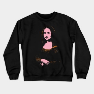 The Mona Lisa 80s colors Minimal Mona Lisa street art on default black background Crewneck Sweatshirt